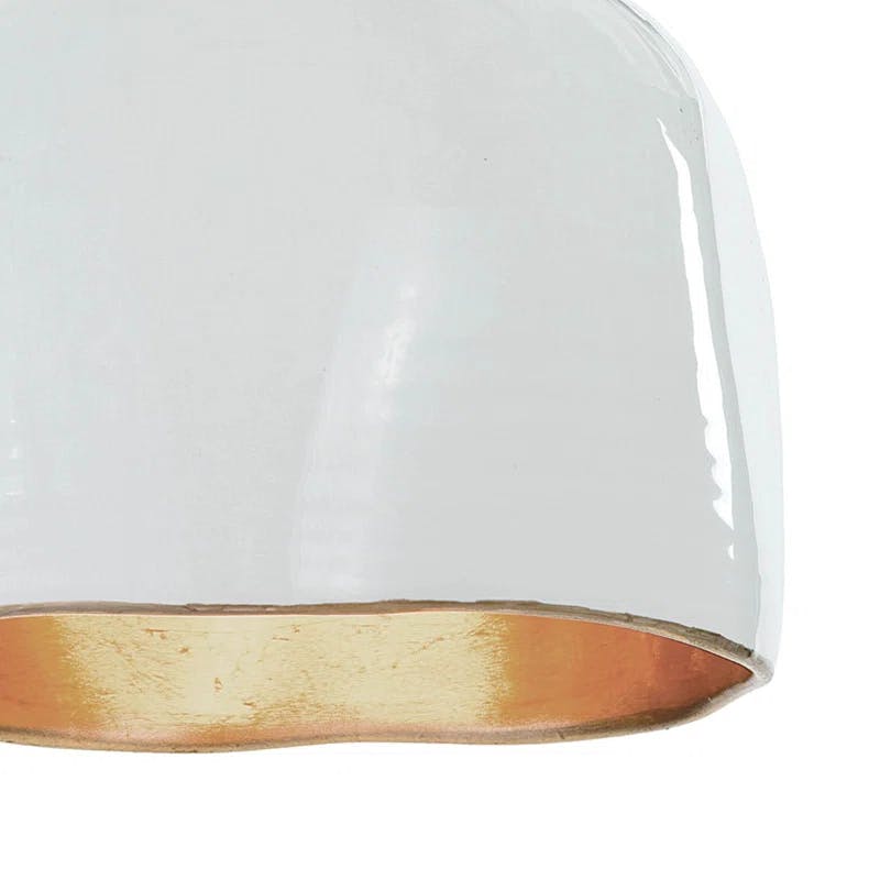 Bianca 8" Gloss White & Gold Ceramic Mini Pendant Light
