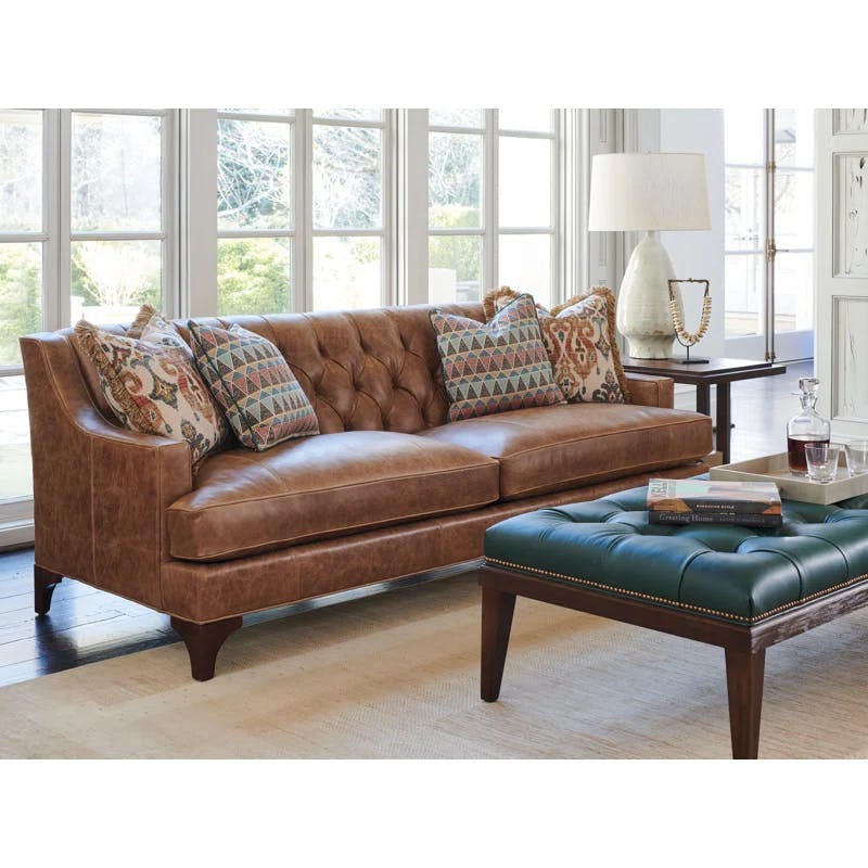 Lexington Silverado Palm Coast Tufted Leather Sofa with Down Fill