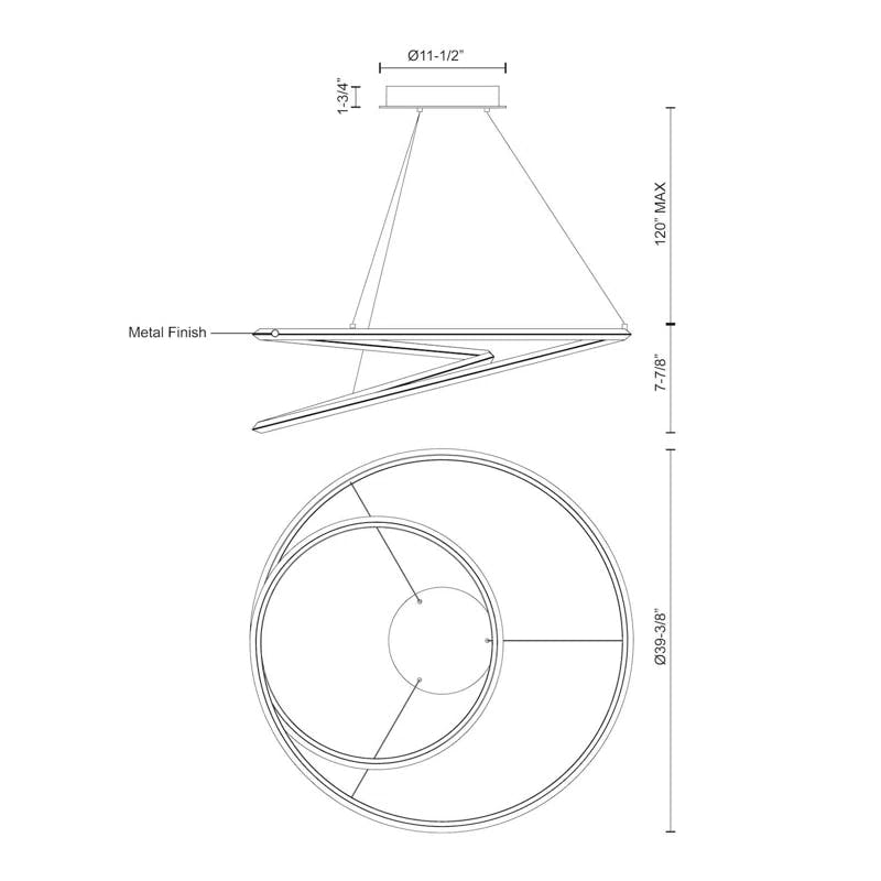 Ampersand Triangular Aluminum Loop 39'' White LED Pendant