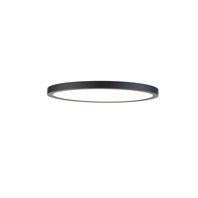 Sleek Edge-Lit Black Aluminum LED Flush Mount Light, 15"