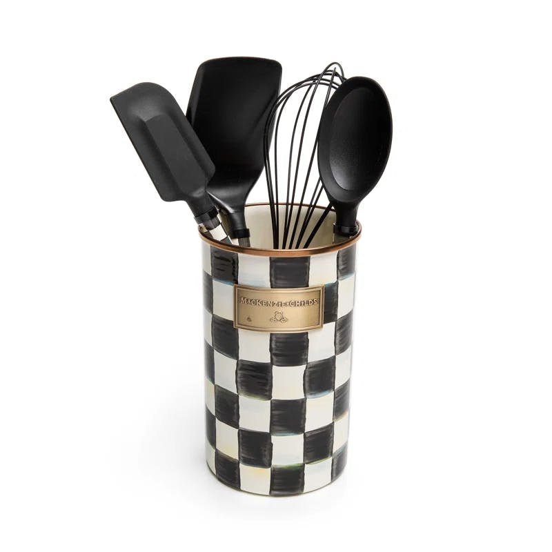 Courtly Check 5-Piece Enamel and Stainless Steel Kitchen Utensil Set