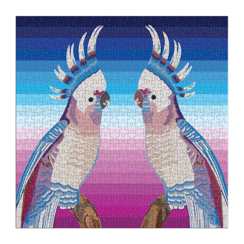 Tropical Chic Parrots 500-Piece Square Puzzle in Vivid Colors