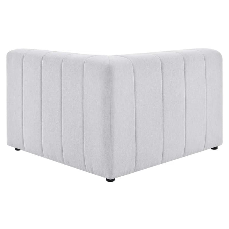 Elysian 127.5" White Tufted Fabric 5-Piece Sectional with Wood Frame