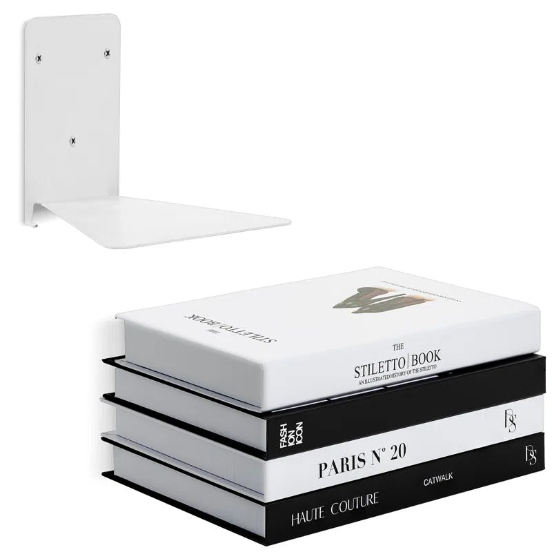 Sorbus 6.7" White Steel Invisible Floating Bookshelves Set