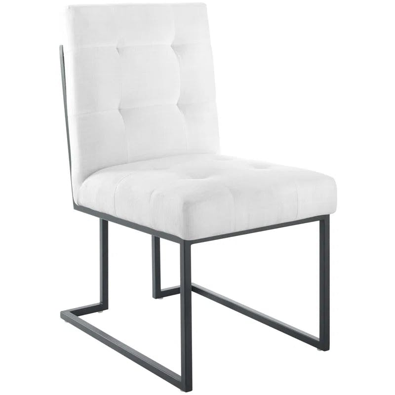 Sleek Privy Black Metal Upholstered Side Dining Chair