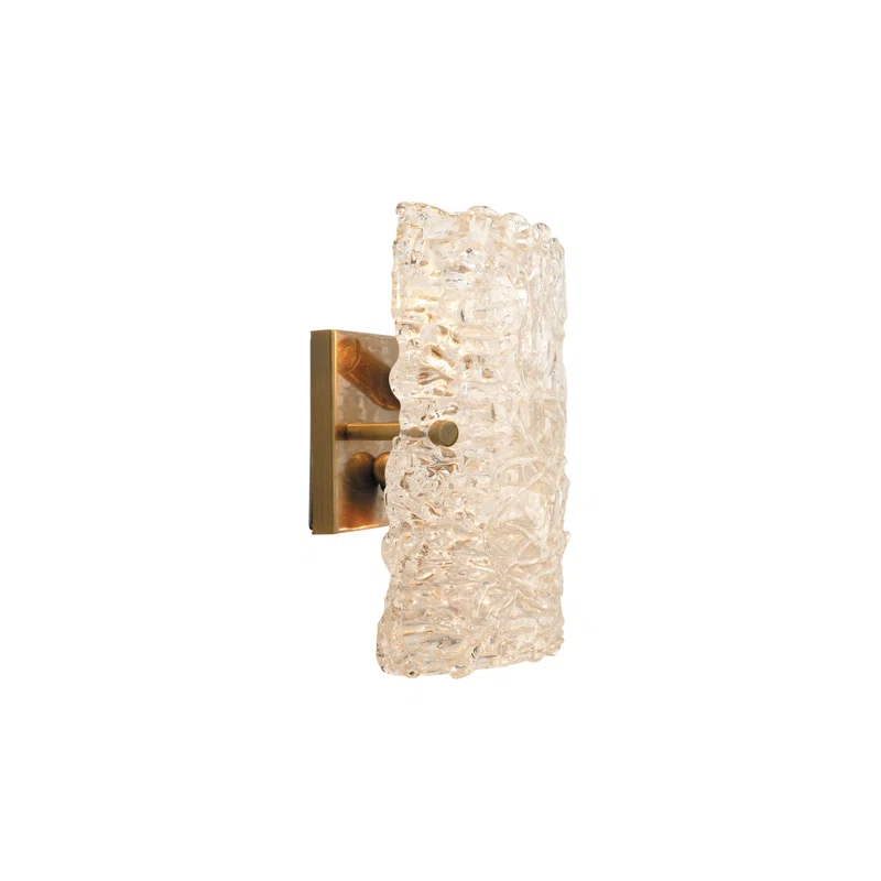 Antique Brass Dual-Light Sconce with Textured Glass