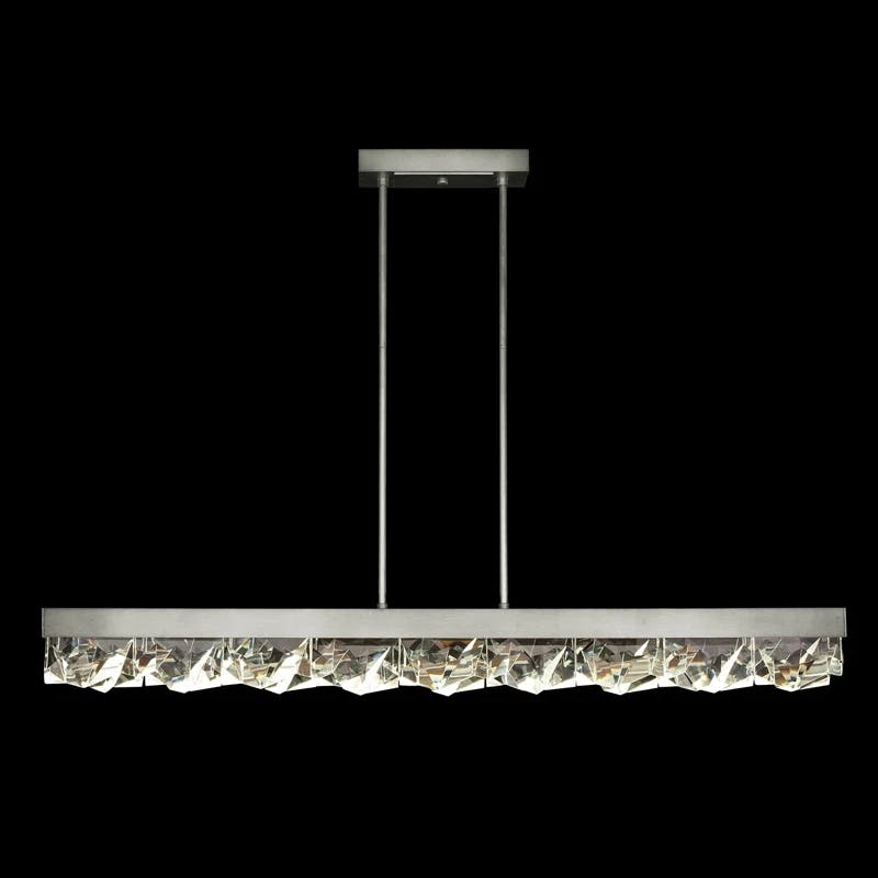 Strata Crystal-Embellished Silver LED Island Pendant, 54.5"
