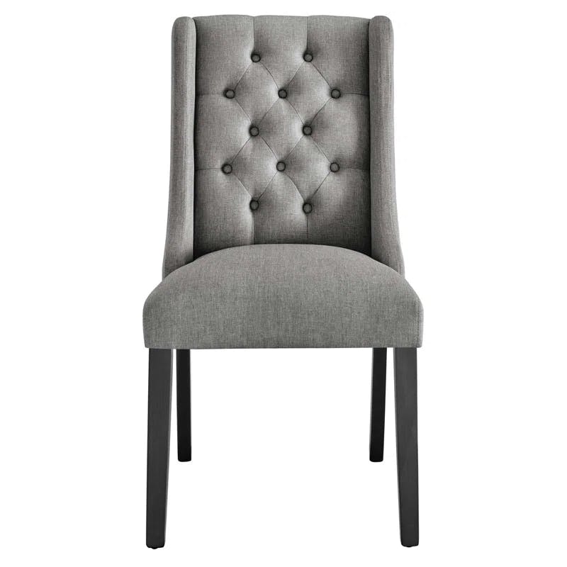 Elegant Parsons Side Chair in Light Gray with Button Tufting