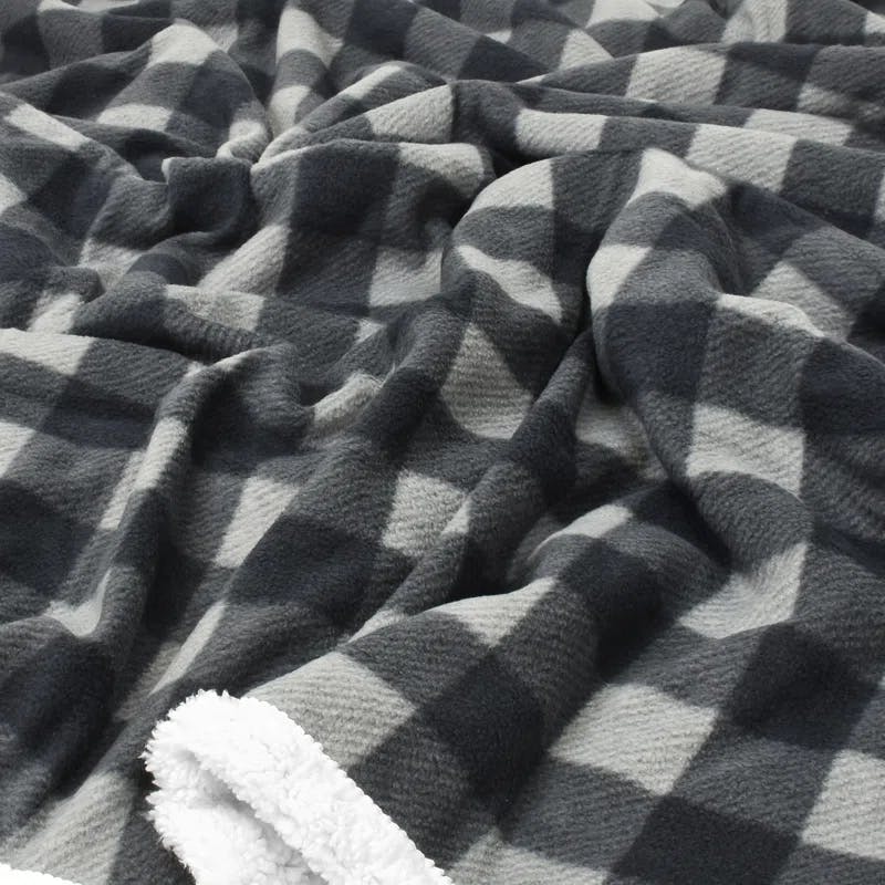Cozy Cabin Plaid Sherpa & Fleece Reversible Throw Blanket, 50" x 60"
