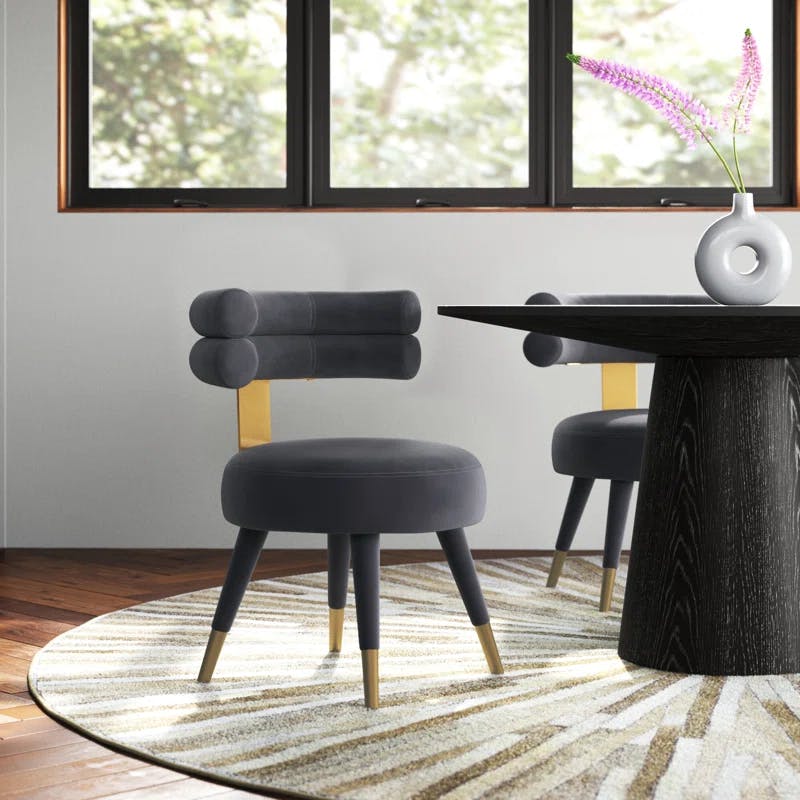 Sophisticated Fitzroy Grey Velvet Upholstered Dining Chair