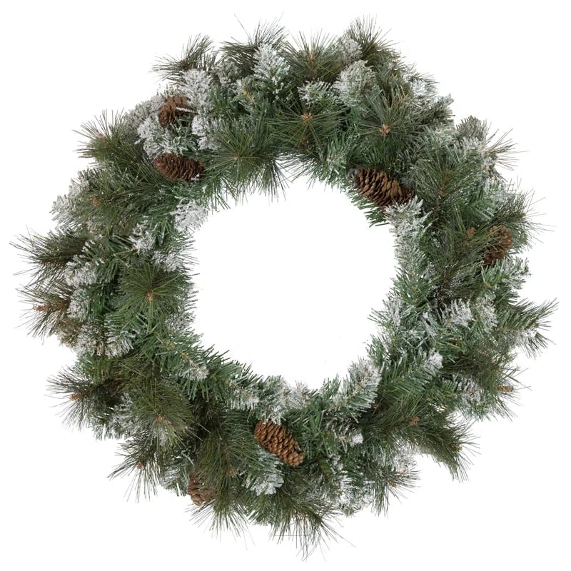 Frosted Winter Charm 24-Inch Unlit Pine Cone Christmas Wreath