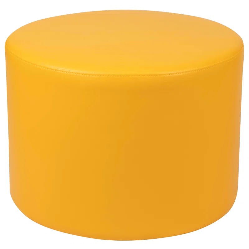 Modular Yellow Vinyl Round Ottoman for Versatile Spaces