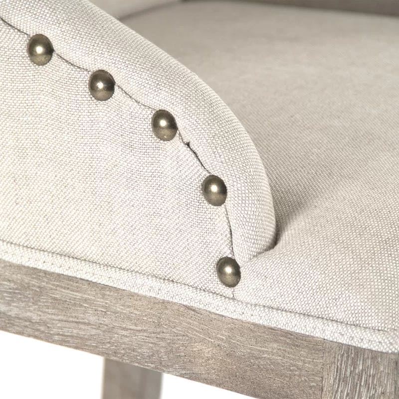 Connor Adjustable Linen Upholstered Barstool in Limed Grey Oak