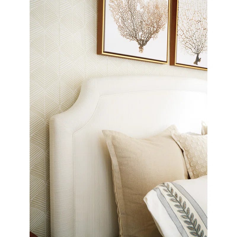 Avalon Pearl White King Upholstered Bed with Arched Headboard