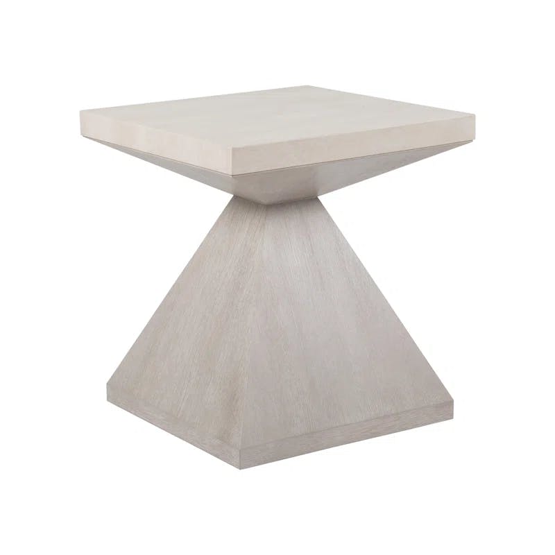 Mid-Century Modern Anticato Marble & Oak Square End Table