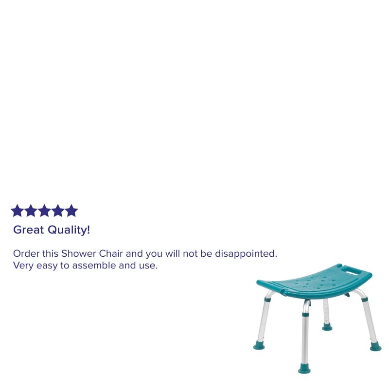 ErgoComfort Teal Adjustable Bath & Shower Chair with Non-Slip Feet