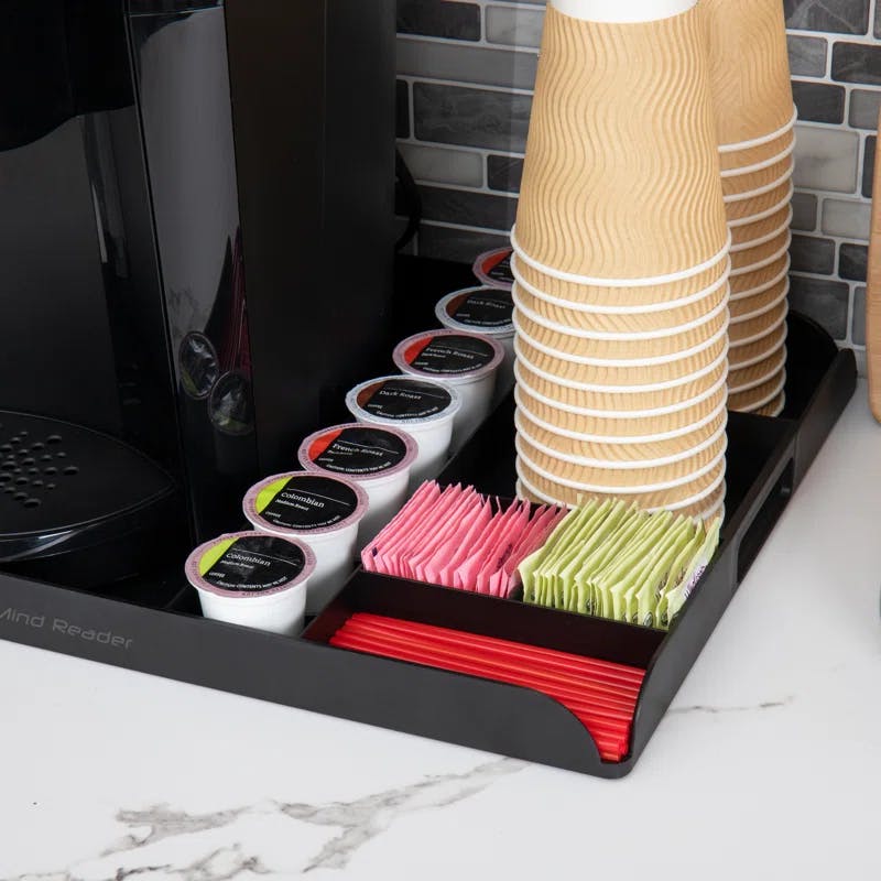 Compact Black Coffee Pod Organizer Tray for Countertop Use
