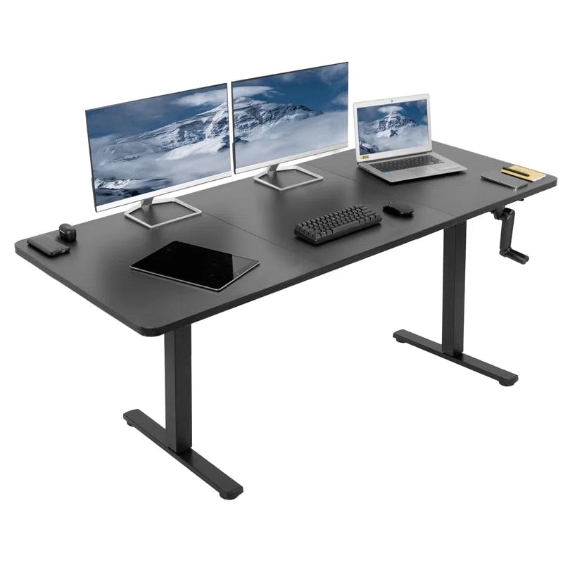 ErgoFlex 71''x30'' Manual Adjustable Black Standing Desk
