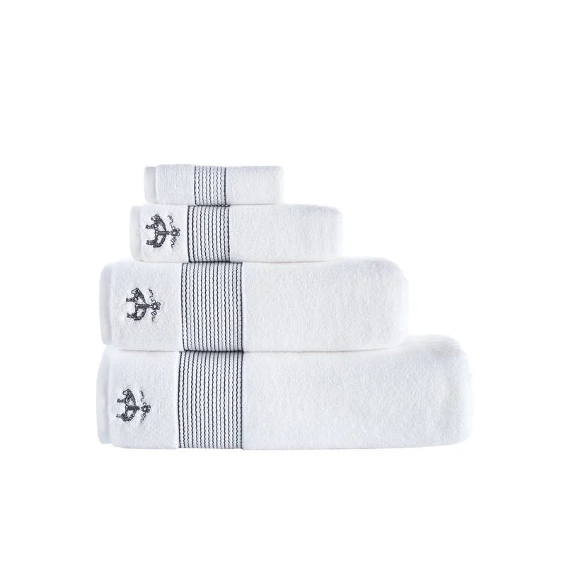 Rope Stripe Anthracite Turkish Cotton 28" x 55" Bath Towel Set