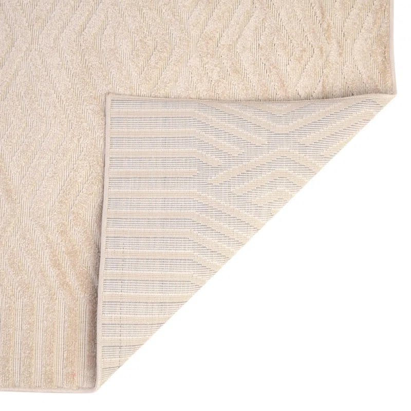 Beige Geometric Flat-Woven Outdoor Rug, 5' x 8', Reversible and Washable