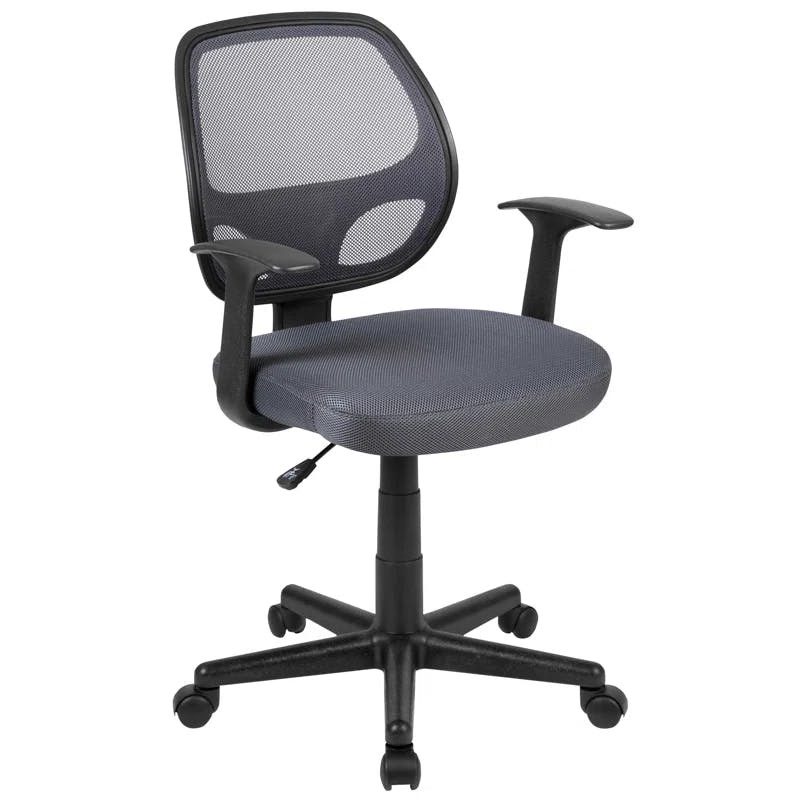 ErgoFlex Mid-Back Gray Mesh Swivel Task Chair with Plastic Base