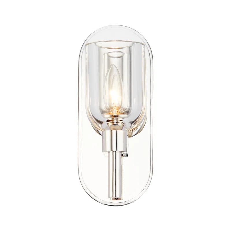 Lucian 9'' Polished Nickel Bath Sconce with Clear Crystal Shade