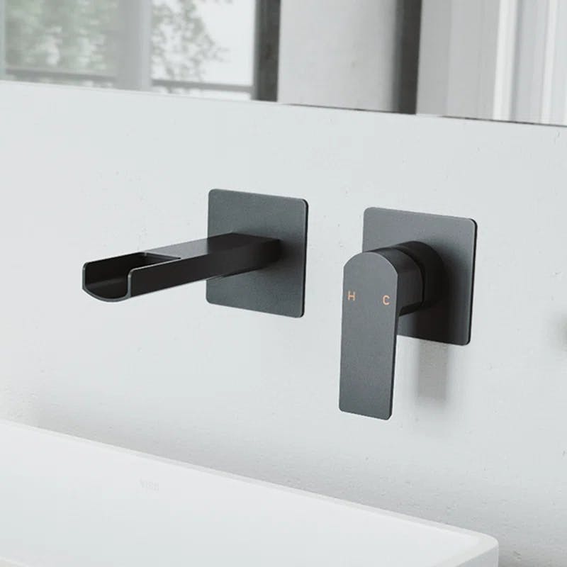 Sleek Modern 5.25" Black Brass Wall Mounted Faucet