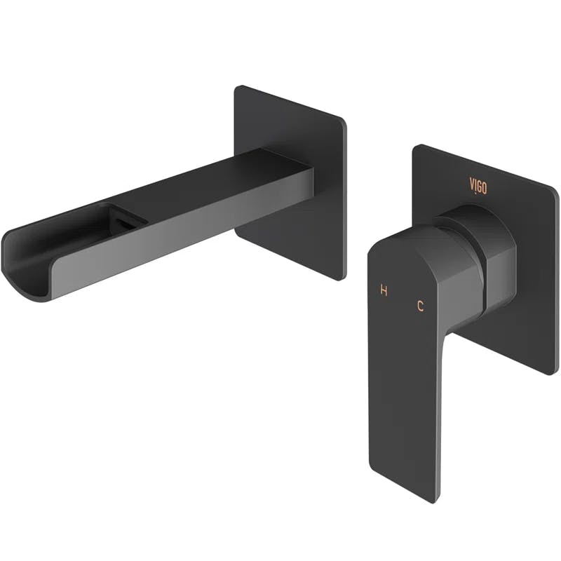 Sleek Modern 5.25" Black Brass Wall Mounted Faucet
