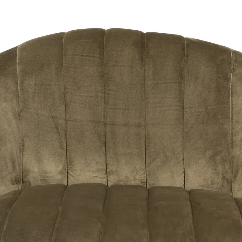 Surrey Olive Contemporary Leather Swivel Barrel Chair