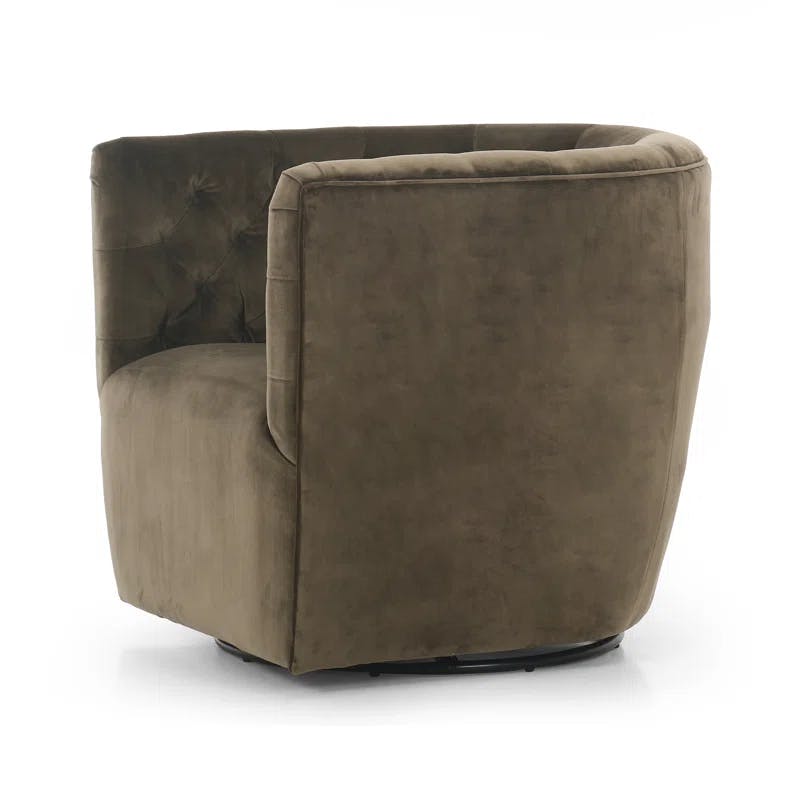 Surrey Olive Contemporary Swivel Chair in Green Boucle