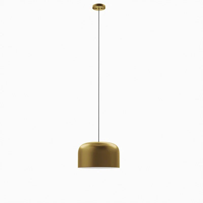 Sleek Contemporary 17" Satin Brass LED Bowl Pendant Light