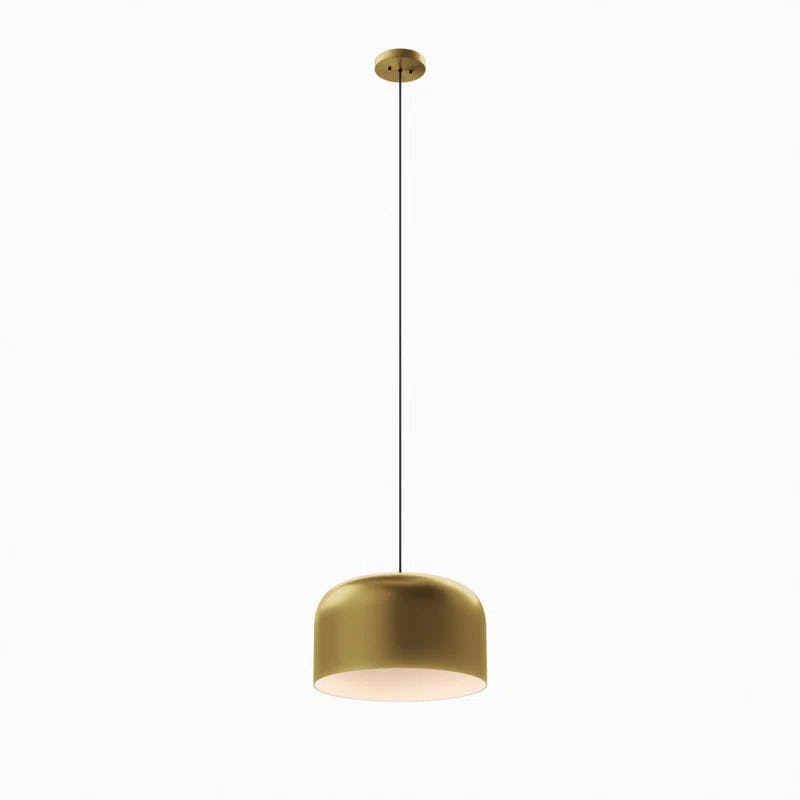 Sleek Contemporary 17" Satin Brass LED Bowl Pendant Light