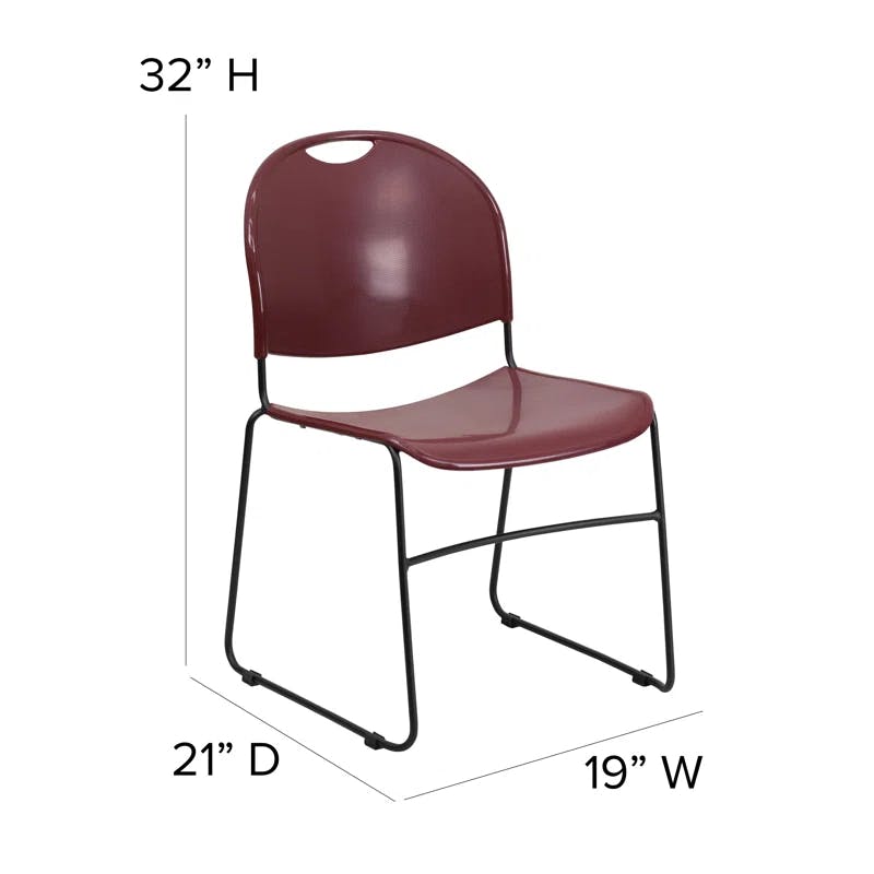 Burgundy Bliss 880 lb. Capacity Stack Chair with Black Metal Frame