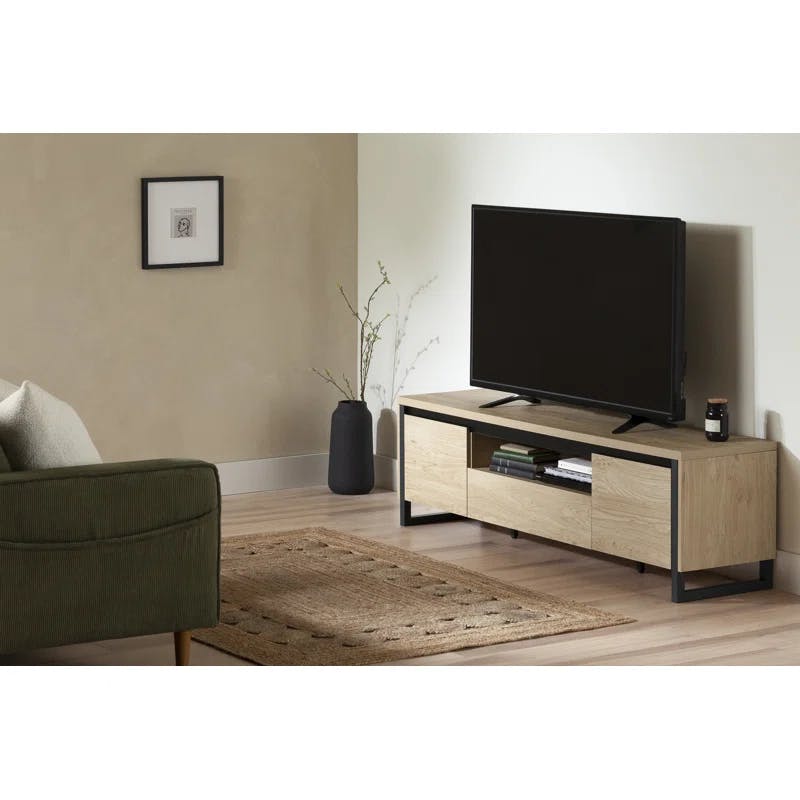 Urban Modern Black MDF TV Stand with Cabinet and Drawer