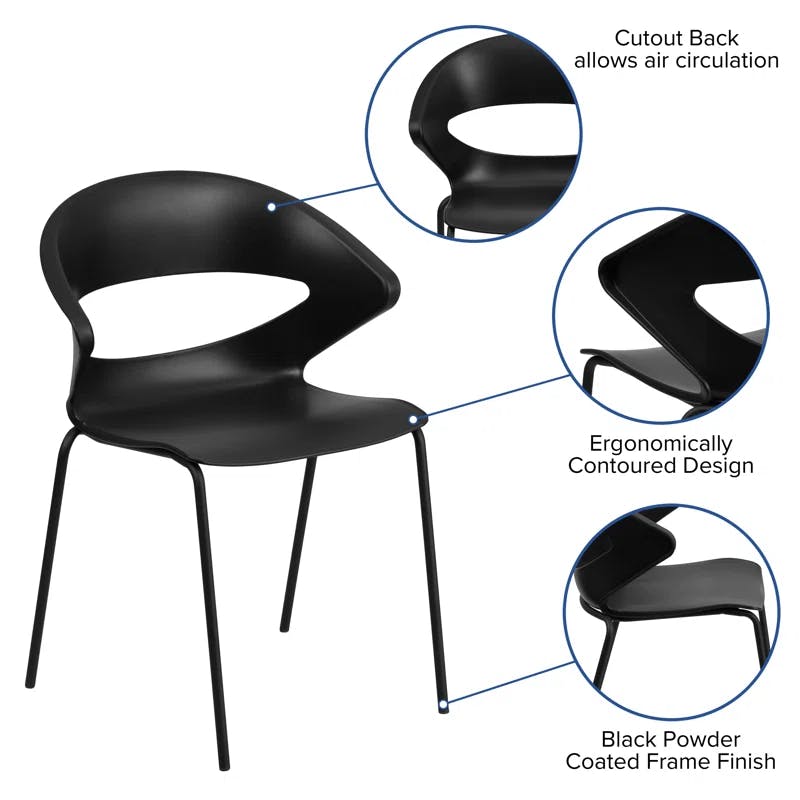 Hercules Flex-Back 440 lb Black Café Stack Chair
