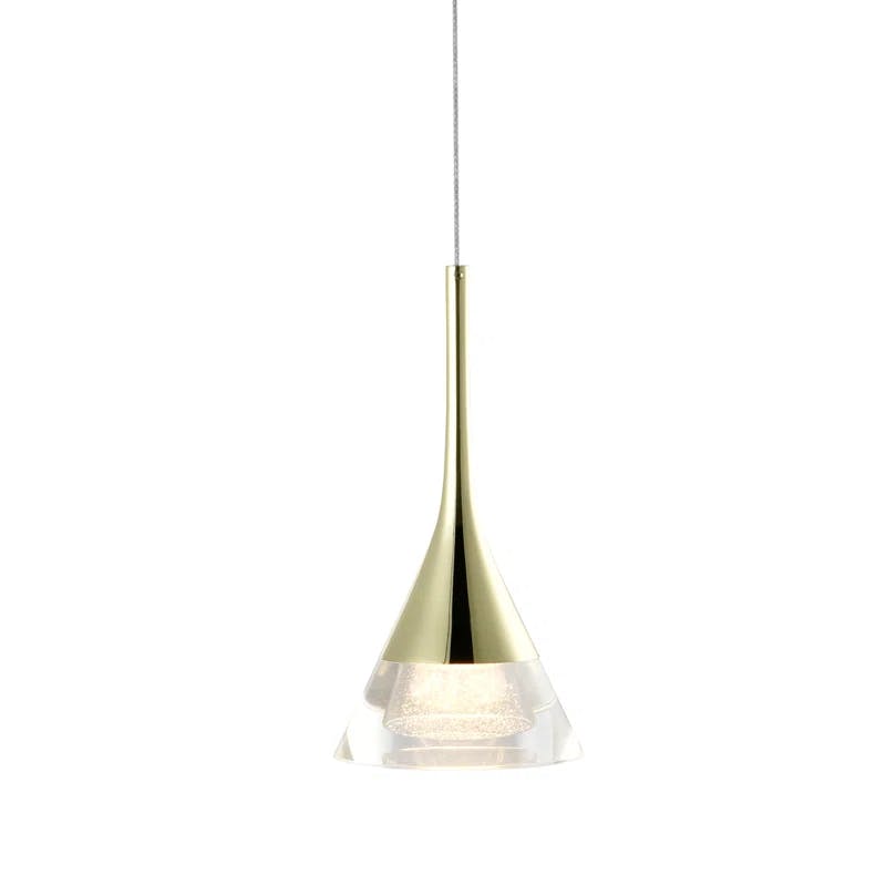 Amalfi Contemporary Gold LED Pendant Light with Acrylic Cone Shade