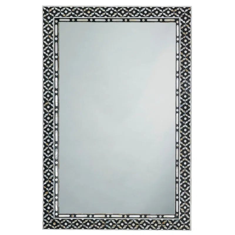 Evelyn Rectangular Wood and Mother of Pearl 24" x 36" Wall Mirror