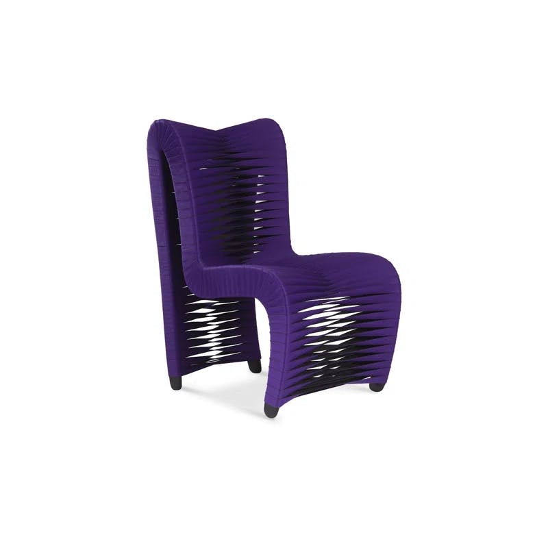 High-Back Braided Purple Upholstered Wood Side Chair