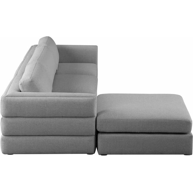 Beckham Reversible 4-Piece Gray Linen Fabric Sectional Sofa