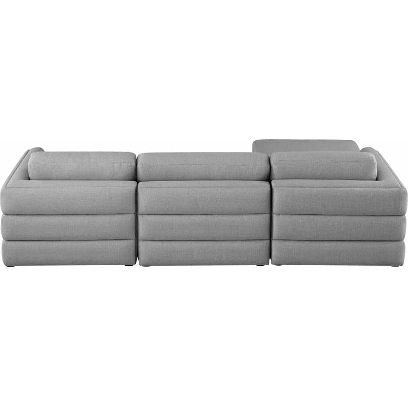 Beckham Reversible 4-Piece Gray Linen Fabric Sectional Sofa