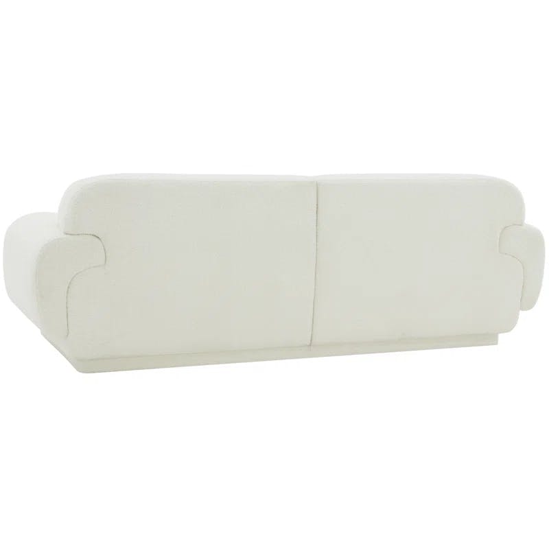 Taylina Plush Ivory Boucle 91'' Sofa with Down Fill Cushions