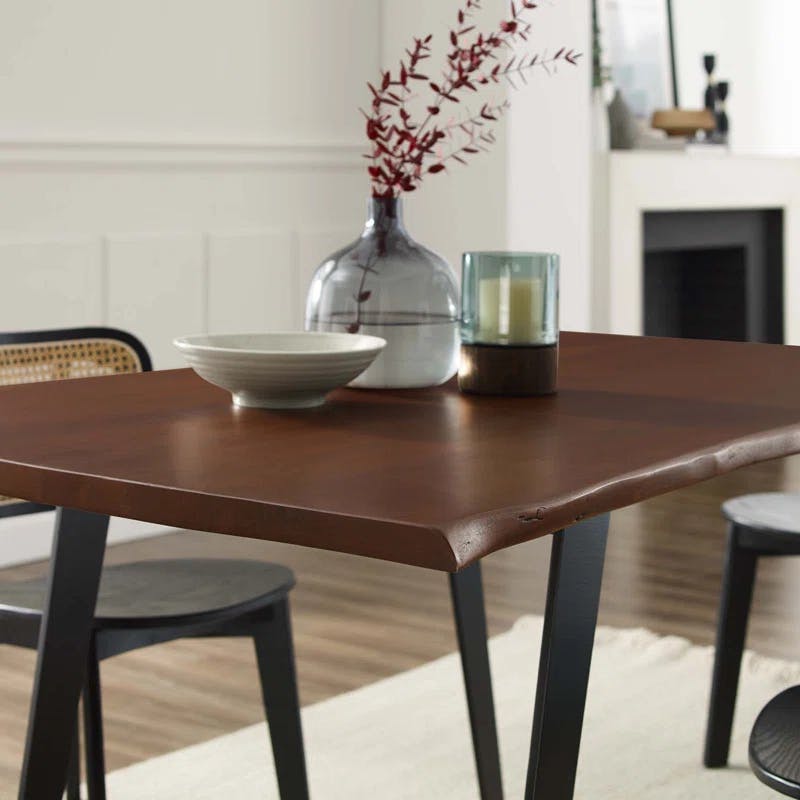 Sable Edge 60" Acacia Wood Rectangular Dining Table with Metal U-Legs
