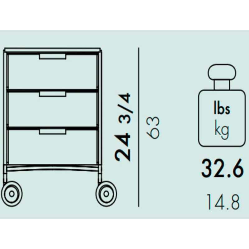 Citterio & Low 3-Drawer Mobil Matte Black Storage Trolley