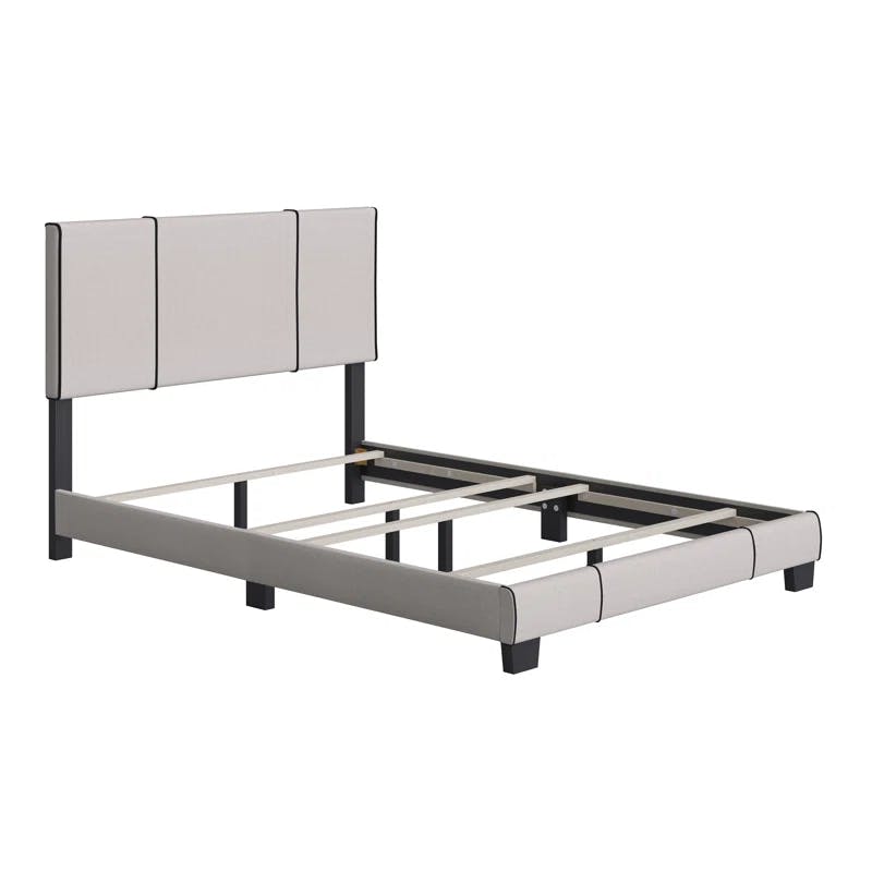 Lucena Off-White Linen Upholstered Full Platform Bed with Drawer