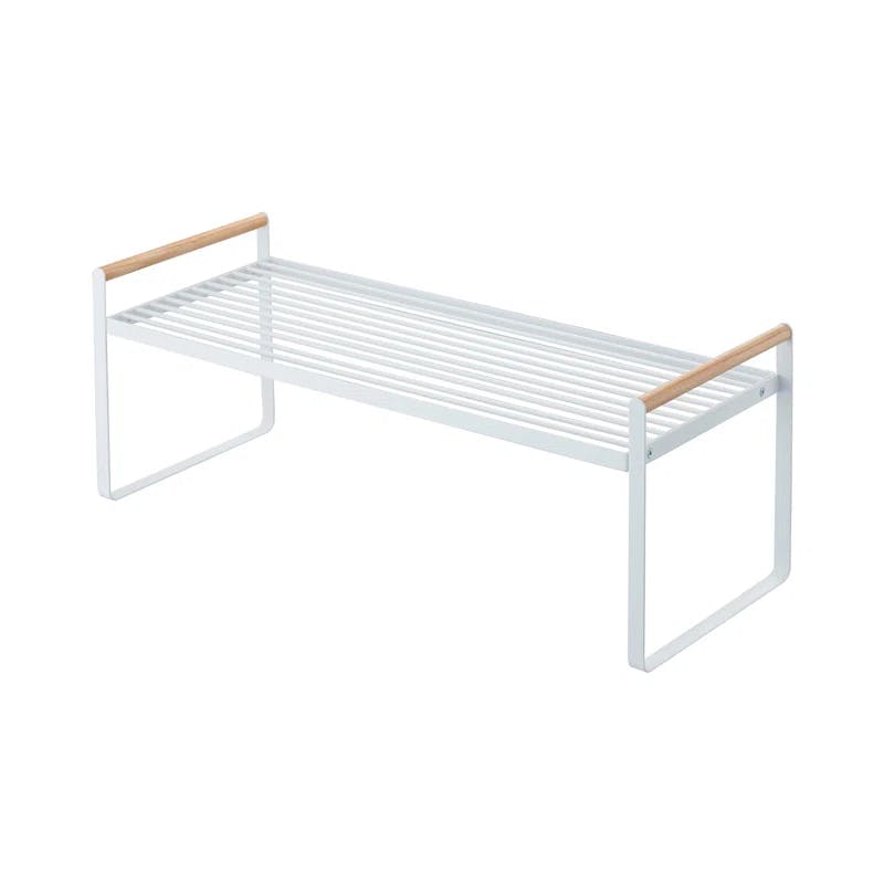 Tosca White Steel and Ash Wood Countertop Organizer Rack