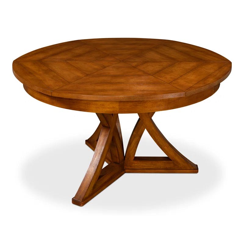 Cambridge 54'' Extendable Round Solid Wood Transitional Dining Table in Aged Tobacco