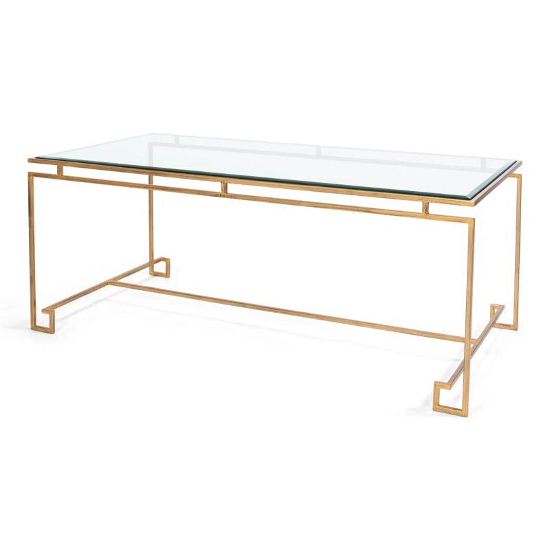 Parallel Sled 48'' Gold Metal and Glass Rectangular Coffee Table