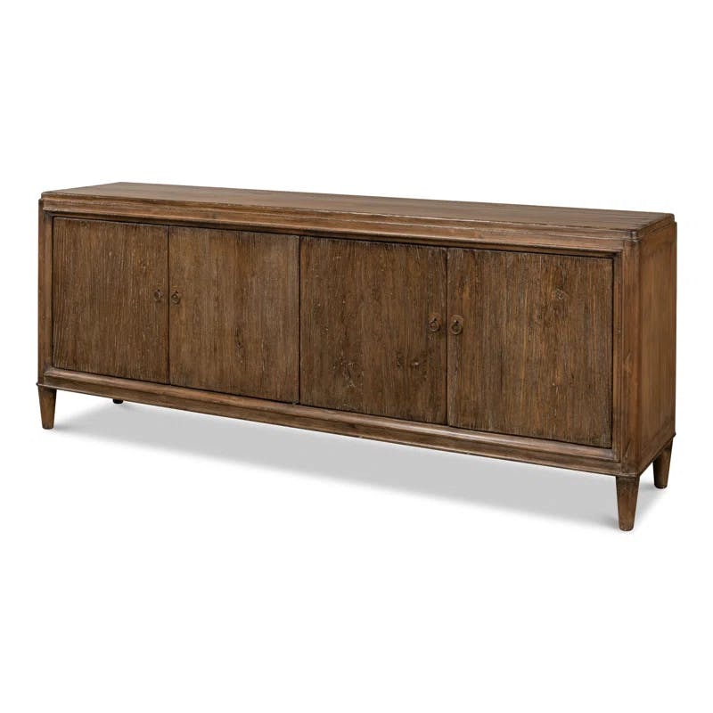 Deco 87'' Brown Solid Wood Sideboard with Mirrored Details