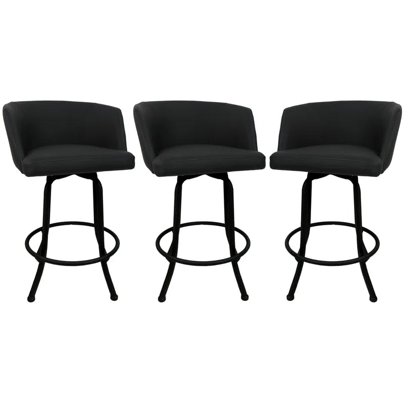 Joey Black Swivel Counter Stool 26'' with Upholstered Seat