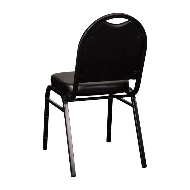Classic 500 lbs Capacity Dome Back Black Vinyl Metal Banquet Chair